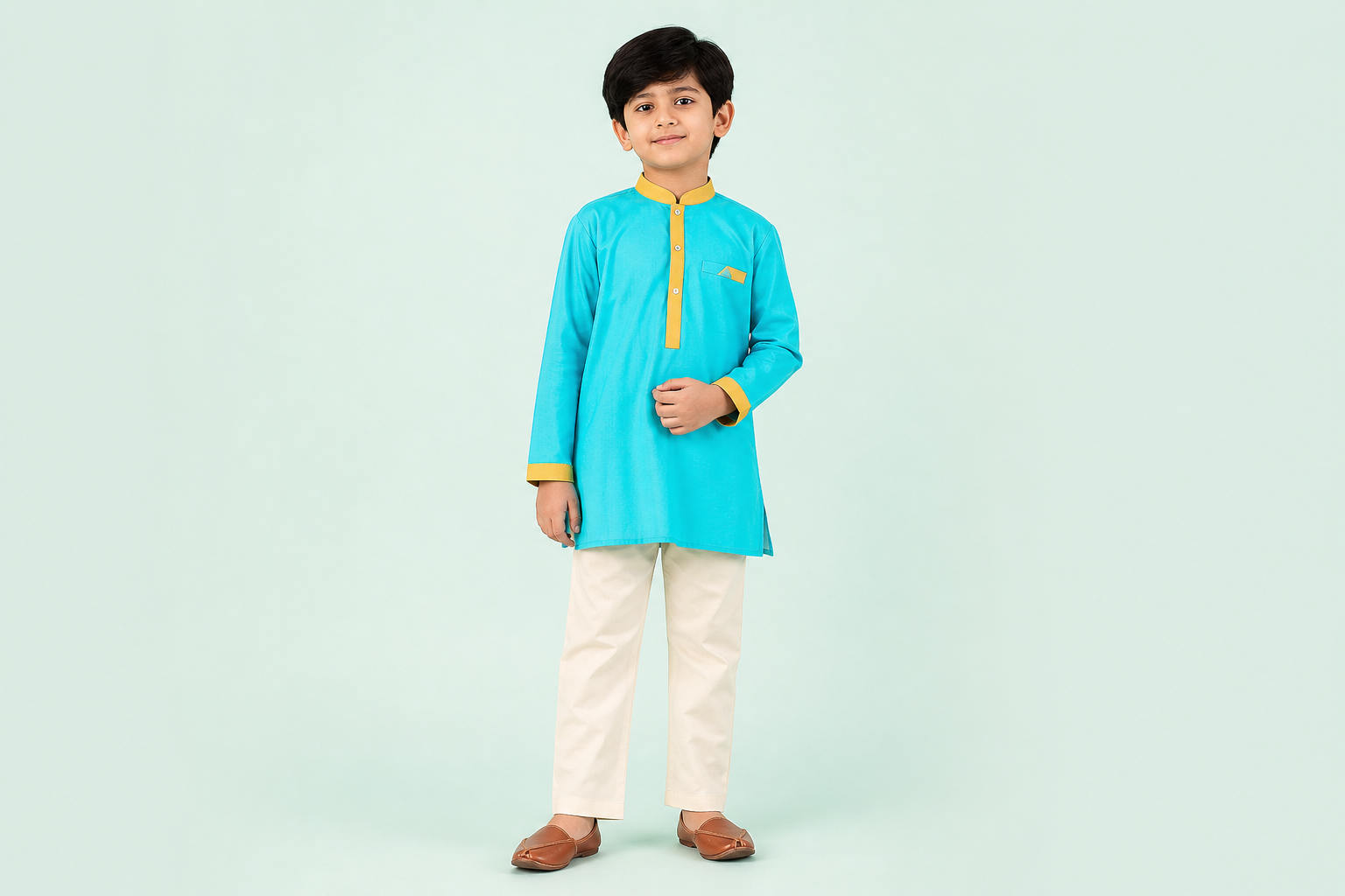 คูร์ตาเด็กผู้ชาย Happy Mango Kids สีเขียวโทสก้า