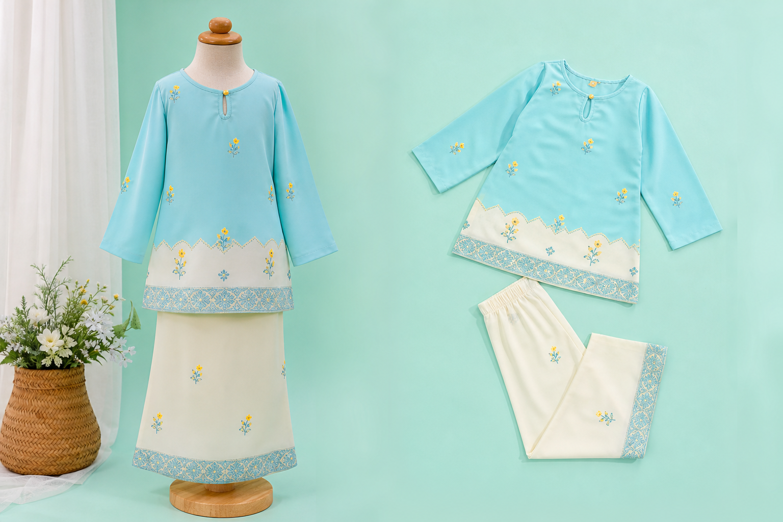 ชุดกูรงเด็กผู้หญิง Happy Mango Kids สีเขียวโทสก้า